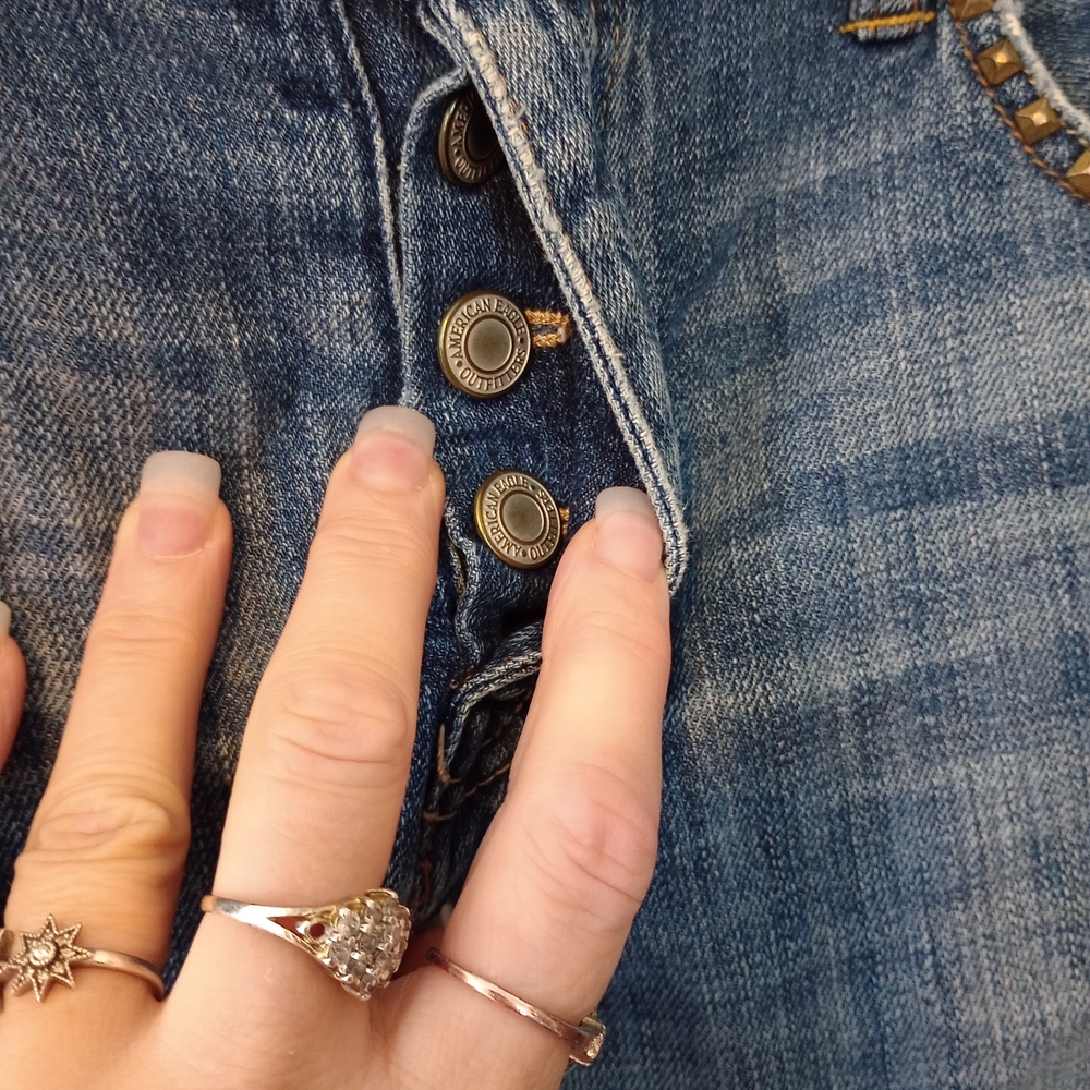 Studded Blue Denim Shorts - Picture 6 of 13